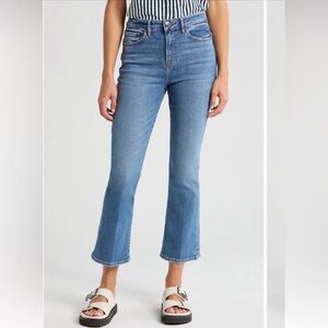 FRAME Le Crop Mini Boot Jeans Women’s 29 Light Wash Cropped Flare Raw Hem